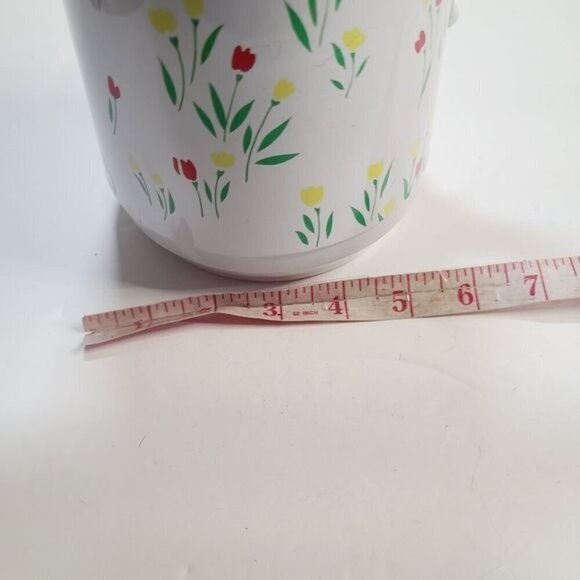 Vintage 80s Phoenix Insulated Thermal Carafate White Floral Tulip with Lid - Picture 12 of 13